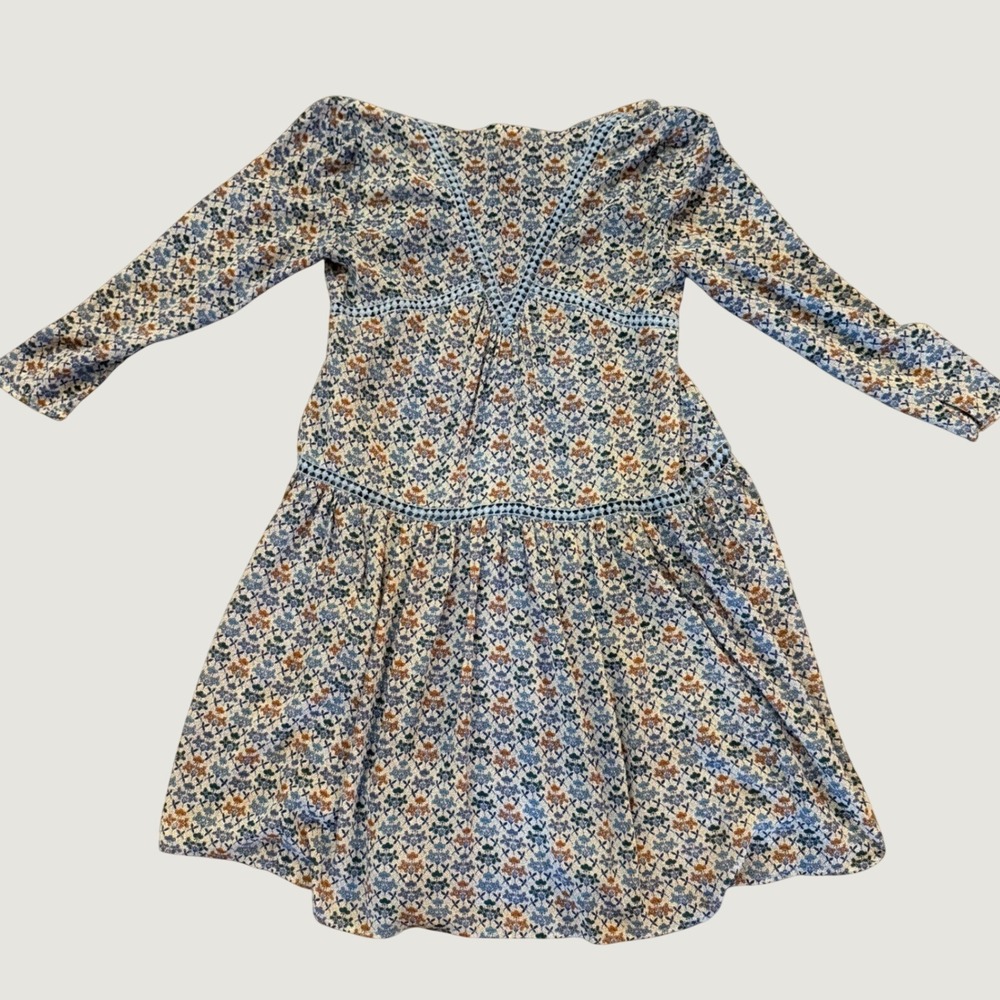 Holding Horses Anthropologie Blue Floral Crochet Lace Mini Dress Womens Size 6